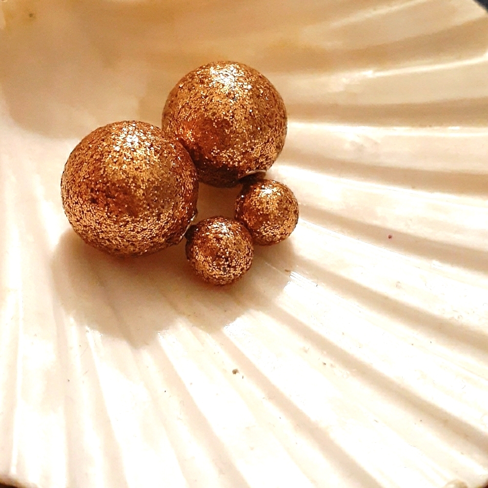 🧡Brown Glittery Double-Side Ball Earrings🧡